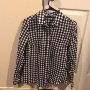 Black and white checked blouse